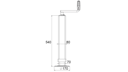 PIEDINO DI SUPPORTO FILETTATO (ALTEZZA 540 mm - CORSA 380 mm) - 1.200 kg