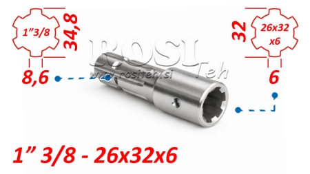 ADATTATORE CARDANICO DA 26x32x6 (6 SCANALATURE) A 1-3/8 (145 mm)