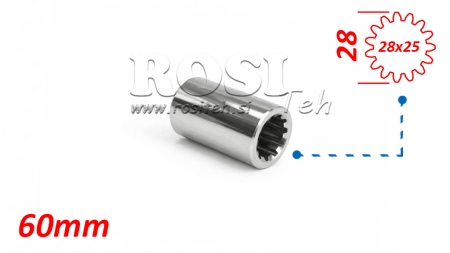 ADATTATORE CARDANICO BOCCOLA 28x25 (15 SCANALATURE) (60 mm)