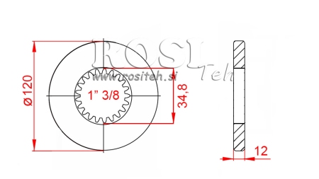 ADATTATORE CARDANICO CON FLANGIA E PERNO 1-3/8 (80 mm) (21 SCANALATURE)