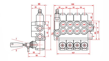 VALVOLA IDRAULICA MANUALE – DISTRIBUTORE A 4 SEZIONI 4xR40 ECO