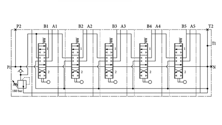VALVOLA IDRAULICA MANUALE – DISTRIBUTORE A 5 SEZIONI 5xR80 ECO