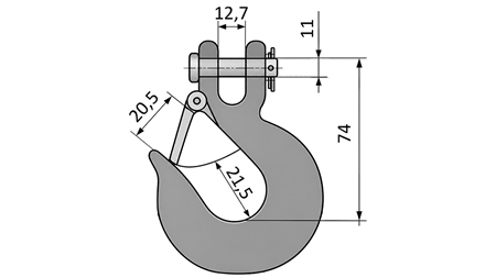 GANCIO CON LINGUETTA DI SICUREZZA - 2000 KG