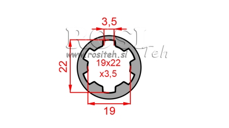ADATTATORE CARDANICO BOCCOLA 19x22x3,5 (10 SCANALATURE) (40 mm)