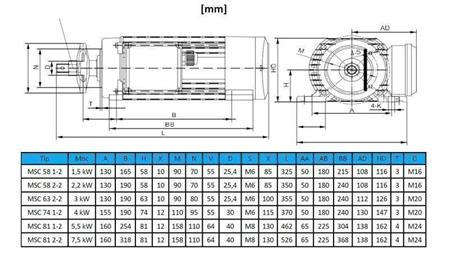 MOTORE ELETTRICO CIRCOLARE 400V-2.2kW-2750rpm MSC 58 2-2