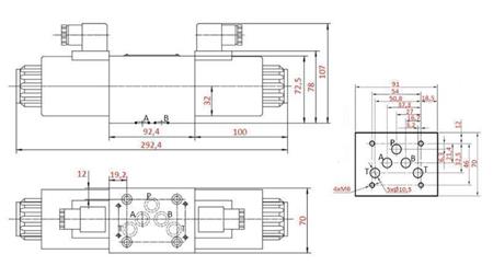 HIDRAULIKUS ELEKTROMÁGNESES SZELEP KV-4/3 CETOP 5 12/24/230V N3