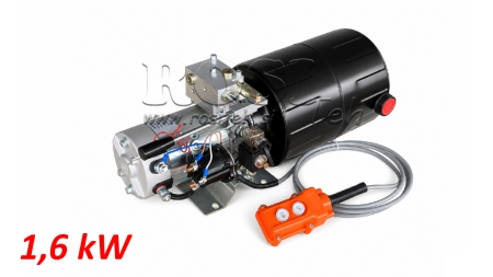 MINI HYDRAULICKÁ JEDNOTKA 12V DC - 1.6kW = 2.1cc - 8 litrů - jednofázová jednotka S RUČNÍ PUMPOU