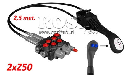 JOYSTICK 2x PULSANTE - CAVO BOWDEN 2,5 m + VALVOLA IDRAULICA 2xZ50
