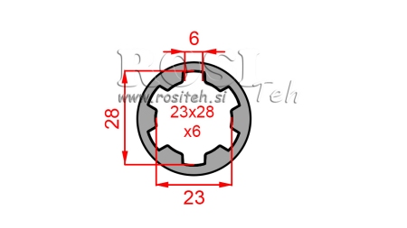 ADATTATORE CARDANICO BOCCOLA 23x28x6 (6 SCANALATURE) (60 mm)