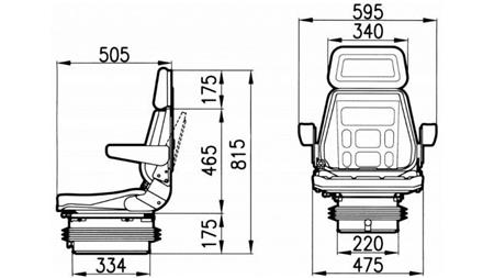 SIÈGE DE TRACTEUR PNEUMATIQUE EN CUIR SYNTHÉTIQUE AVEC ACCOUDOIRS