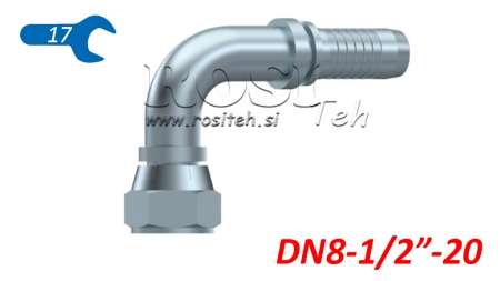 HYDRAULICKÉ PŘIPOJENÍ DKJ JIC74° ŽENSKÝ ELBOW 90° DN8-1/2-20