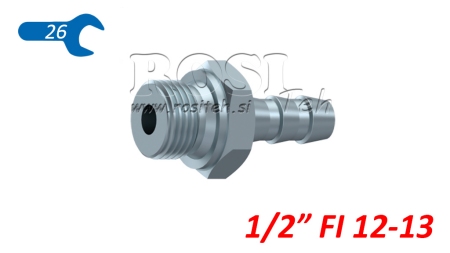 COLLEGAMENTO MASCHIO IDRAULICO 1/2 PER TUBO IN GOMMA Φ 12-13