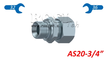 HYDRAULISK DOBBEL-BØY MED MUTTER AS20-BSP3/4