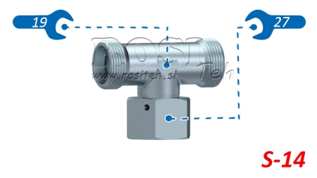 RACCORDO A T IDRAULICO S-14 CON DADO GIREVOLE CENTRALE M22X1,5