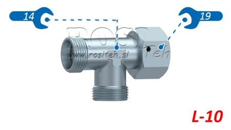 RACCORDO A T IDRAULICO L-10 CON DADO GIREVOLE LATERALE M16X1,5