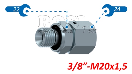 ADATTATORE IDRAULICO A VITE AOVR ED BSP 3/8-(12S) M20X1,5