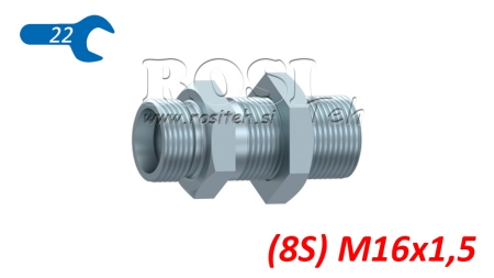 CONNETTORE PASSAPARETE IDRAULICO DOPPIO (8S) M16X1,5