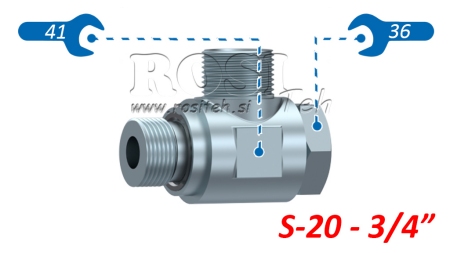 RACCORDO GOMITO IDRAULICO GIREVOLE SWVE (20S) M30X2-BSP 3/4