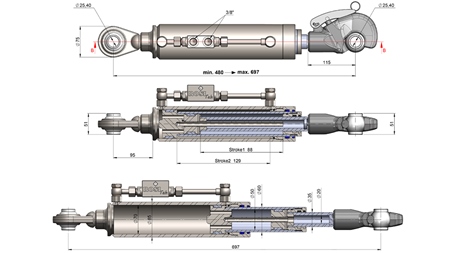 TELESKOPSKA HIDRAVLIČNA POTEZNICA AVTOMATSKA - 2 KAT. 480-697mm (45-95HP)(25,4)