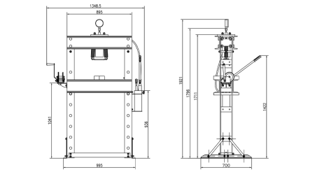 WORKSHOP HYDRAULIC PRESS FOR BEARINGS 50T - TWO-SPEED