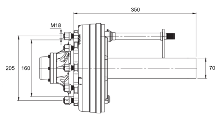 POLOSOVINA Z ZAVORAMI (6 VIJAKOV) - 3600 kg - 250 mm