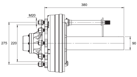 SEMIALBERO CON FRENI - 5000 kg (8 VITI) - 380 mm