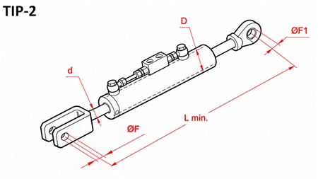 BRACCIO LATERALE IDRAULICO SOLLEVATORE - CASE-IH 80/40min.550 tipo (2) fi 25/25
