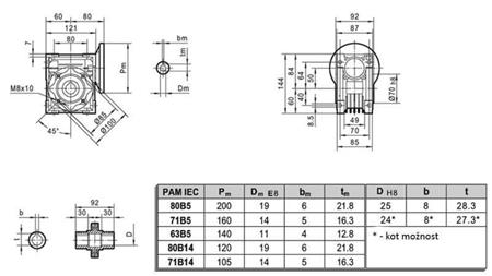 PMRV-50 REDUKTOR ZA ELEKTRIČNI MOTOR MS80 (0.55-0.75kW) OMJER 7.5:1