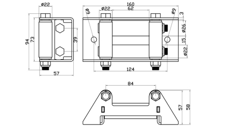 GUIDAFUNE A RULLI PER CAVO IN ACCIAIO (3500) 73x160