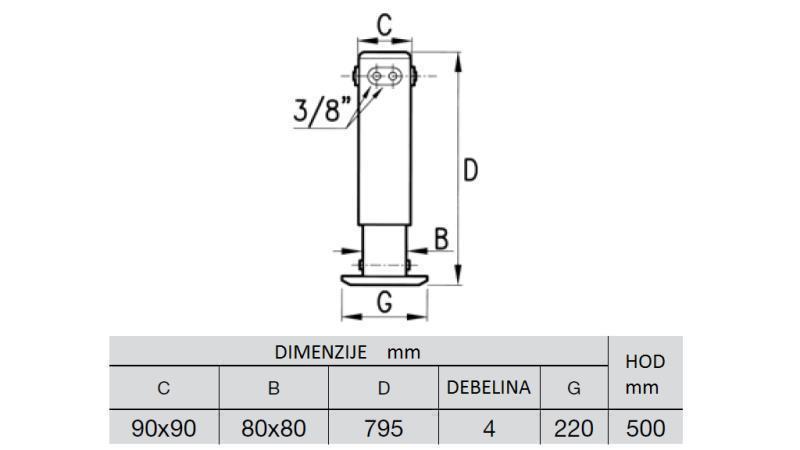 GAMBA IDRAULICA DOPPIA 2.65 TON 500mm