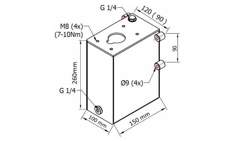 RESERVOIR 3L FOR HAND PUMP - dimensions