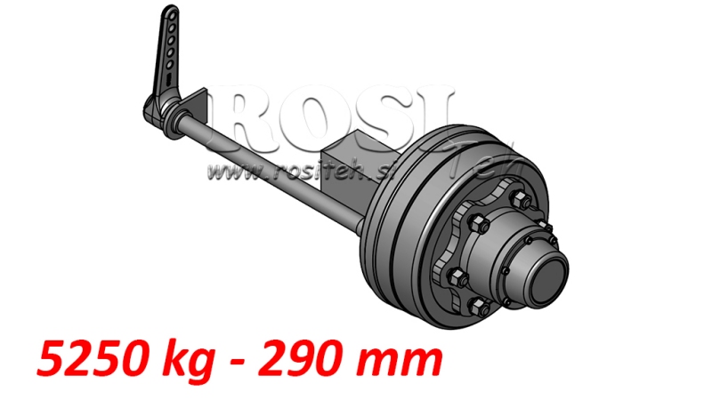 ESSIEU AVEC FREINS 5.250 KG L.290 MM