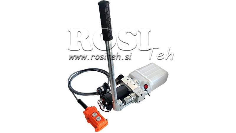 MINI HIDRAULIKUS EGYSÉG 12V DC - 0.8kW = 0.5cc - 1.5 lit - egyfázisú egység (PVC) kézi pumpával