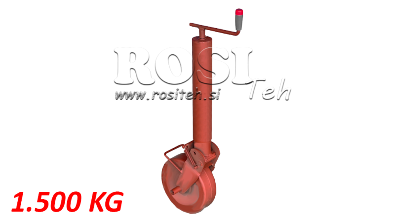 LEGGI DI SUPPORTO FILETTATO CON RUOTA PER RIMORCHI 300MM - 1500KG