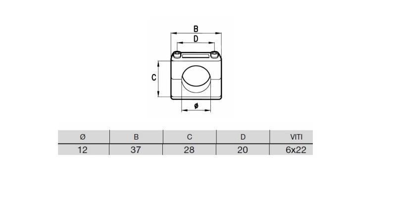 PIPE HOLDER DIAMETER 12 - dimensions