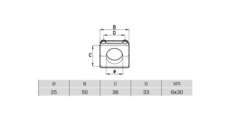 PORTA TUBO FI 25 - dimensioni