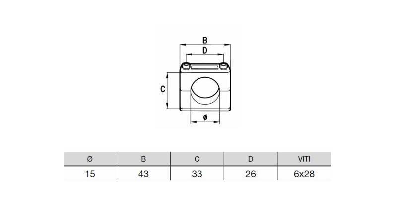 PIPE HOLDER DIAMETER 15 - dimensions