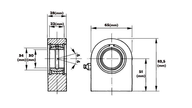 cojinete plano soldado con lubricación fi 30/65