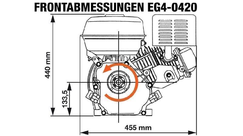 benzin motor EG4-420cc-9,6kW-13,1HP-3.600 U/min-H-KW25x88.5-kézi inditás