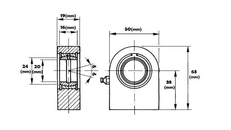 cojinete de soldadura plano con lubricación fi 20/50