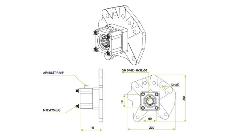 Dimensiuni IESIRE PENTRU POMPĂ HIDRAULICĂ - MERCEDES G100