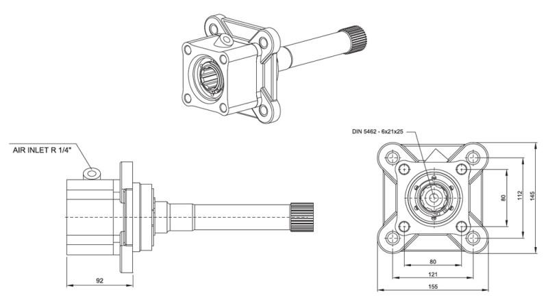 Dimensions OUTPUT FOR HYDRAULIC PUMP - VOLVO SR-1700-1
