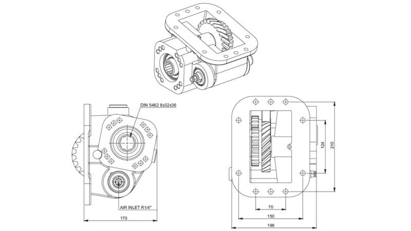 Dimensions OUTPUT FOR HYDRAULIC PUMP - SCANIA GRS 900
