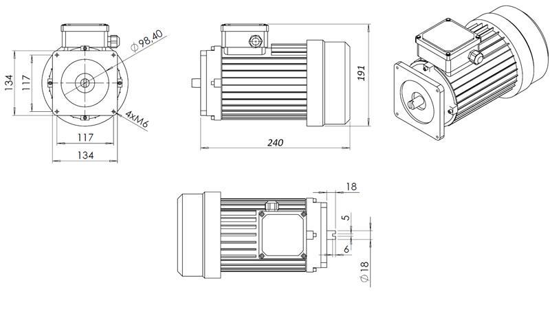 MOTOR DE REEMPLAZO PARA AGREGADO HIDRÁULICO 380V 0.75kW