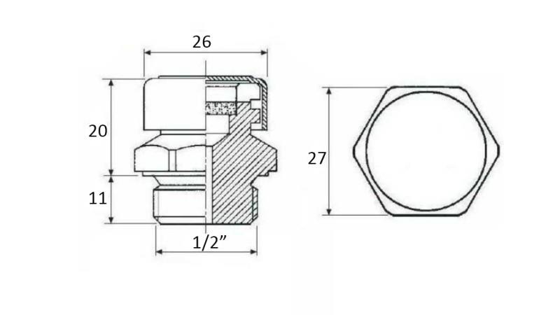 HYDRAULIC BREATHER CAP PTO 1/2