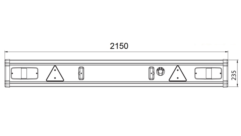 PARAURTI PER RIMORCHIO MODELLO TÜV CON LUCI 2150MM