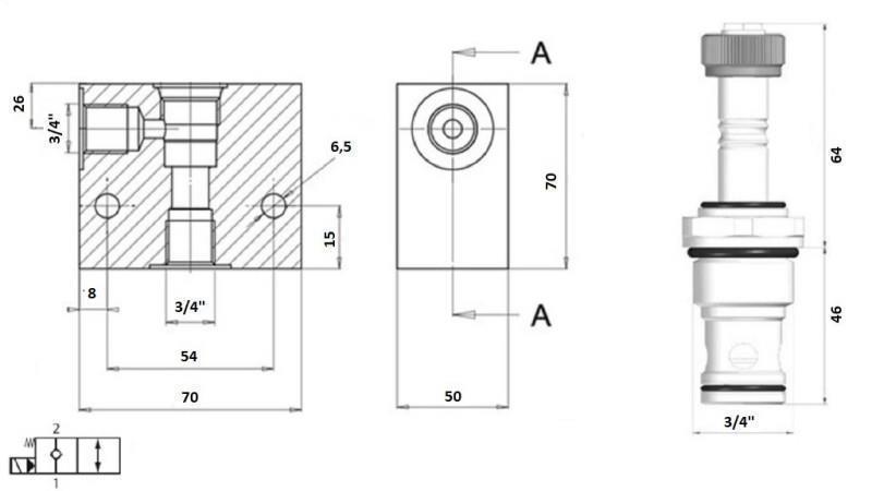 2 WAY VALVE 3/4 (NC) 12V - 120lit