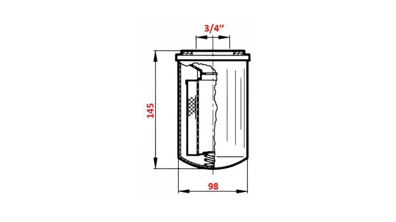 INSERT PER FILTRO DI ASPIRAZIONE 3/4 - 90u CORTO