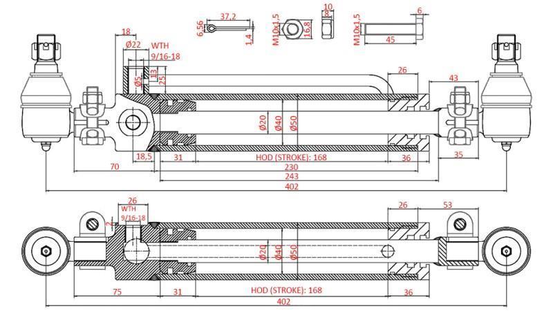 HYDRAULIC POWER STEERING CYLINDER Cs Backhoe