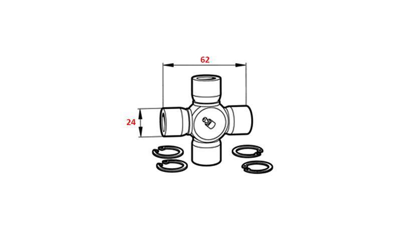 PTO SHAFT CROSS F-24,00X62,00 FOR ECO PTO 790mm 35-60HP STANDARD